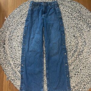 Women’s Side Snap-Button Jeans - Blue
